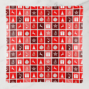 Red Christmas Holiday Cute Tree Reindeer Trinket Tray