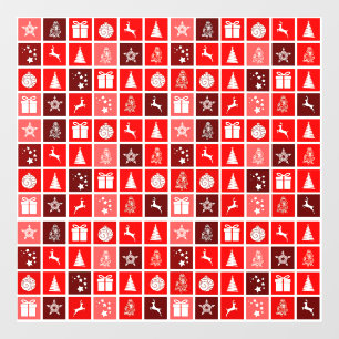 Red Christmas Holiday Cute Tree Reindeer Window Cling