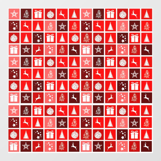 Red Christmas Holiday Cute Tree Reindeer  Window Cling (Sheet)