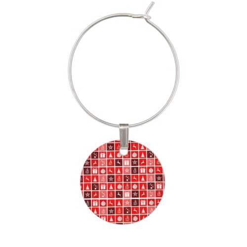 Red Christmas Holiday Cute Tree Reindeer  Wine Charm