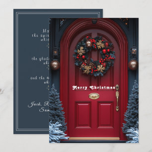 Red Christmas Holiday Door Wreath 