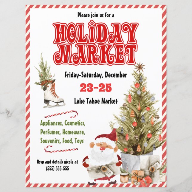 Red Christmas Holiday Market Invitation (Front)