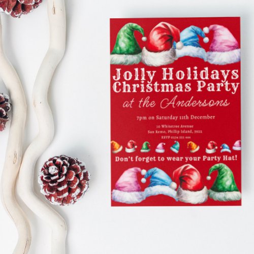 Red Christmas Holiday Party Invitation Postcard