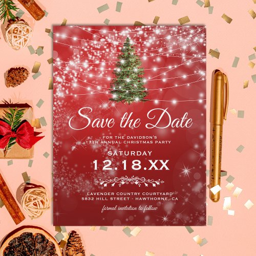 Red Christmas Holiday Party Save the Date Announcement Postcard
