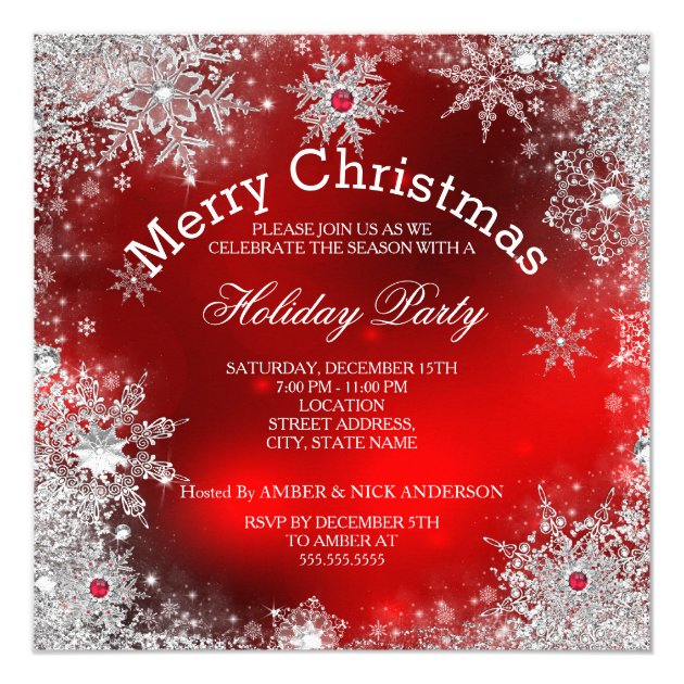 Red Christmas Holiday Party Winter Wonderland Invitation