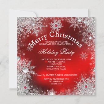 Red Christmas Holiday Party Winter Wonderland Invitation | Zazzle