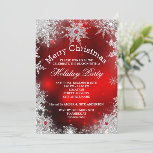 Red Christmas Holiday Party Winter Wonderland Invitation | Zazzle