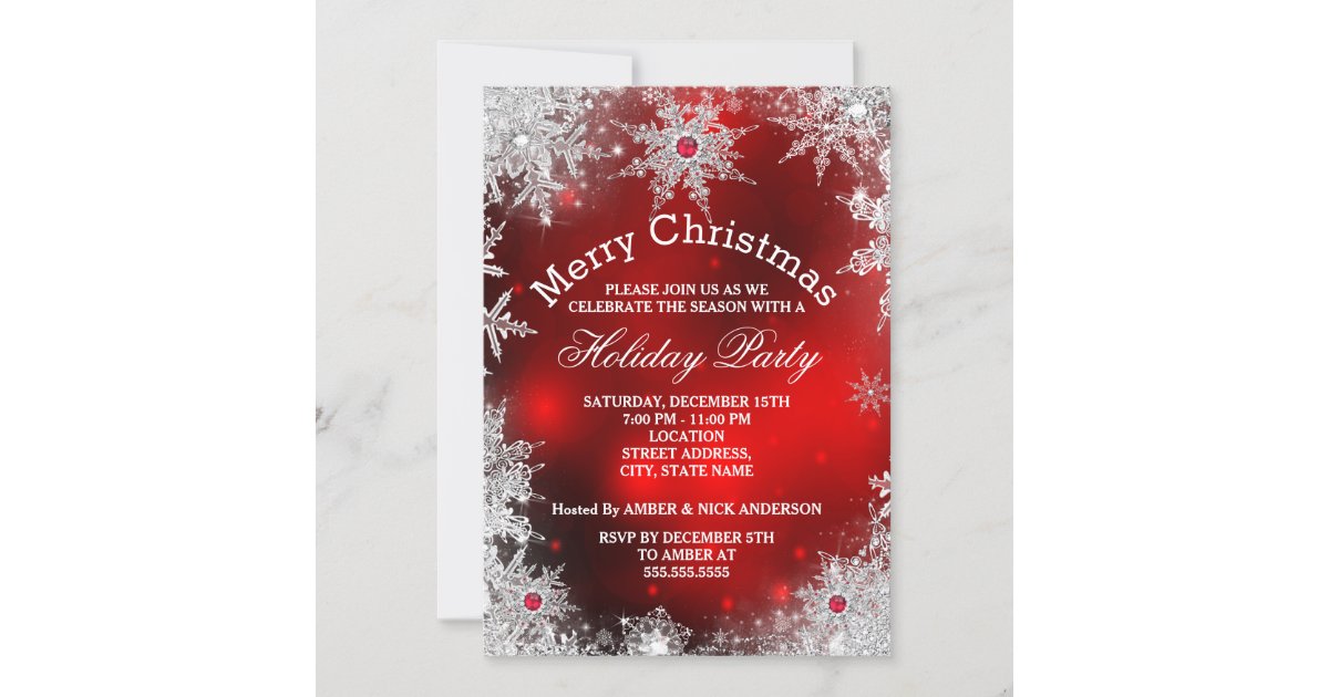 Red Christmas Holiday Party Winter Wonderland Invitation | Zazzle