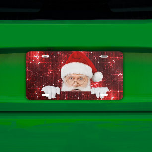 Red Christmas Holiday Santa Claus License Plate
