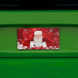 Red Christmas Holiday Santa Claus License Plate