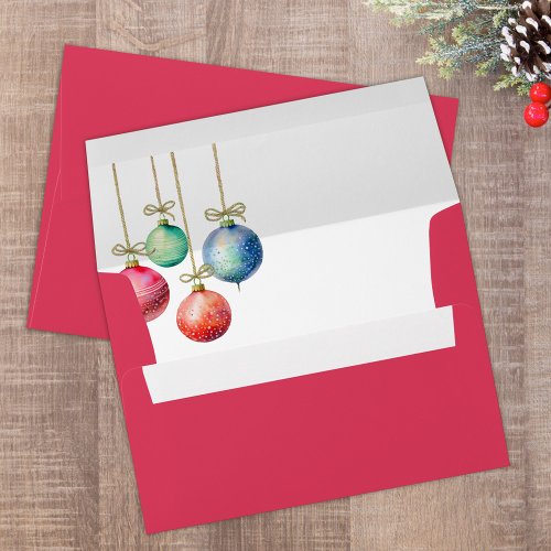 Red Christmas Holiday Simple Ornaments Envelope