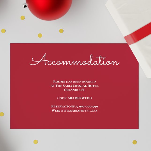 Red Christmas Holiday Wedding Accommodation Enclosure Card (Creator Uploaded)