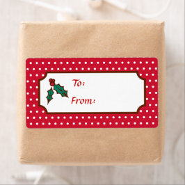 Red Christmas Holly Holiday Gift Tags Labels