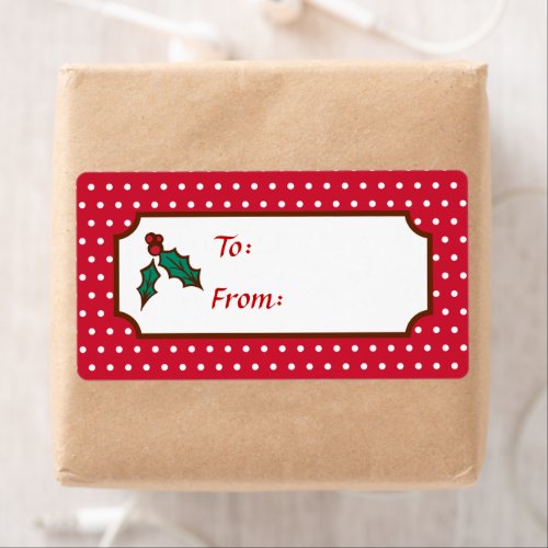 Red Christmas Holly Holiday Gift Tags Labels