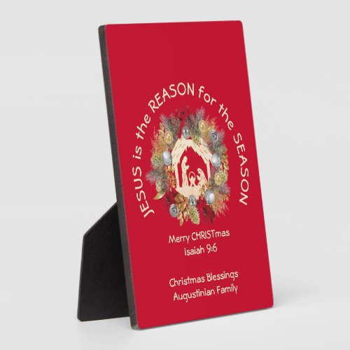 Red Christmas JESUS IS THE REASON Plaque