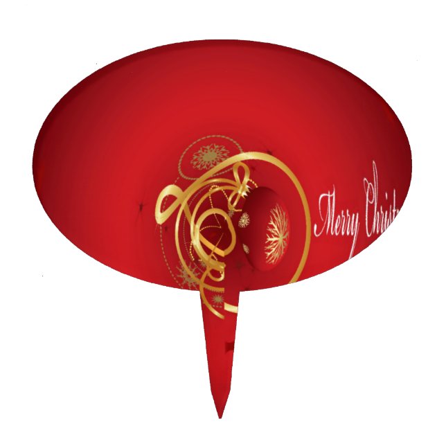 Red Christmas Jingle Bells Have a Blessed Nice Day Cake Topper (Front)