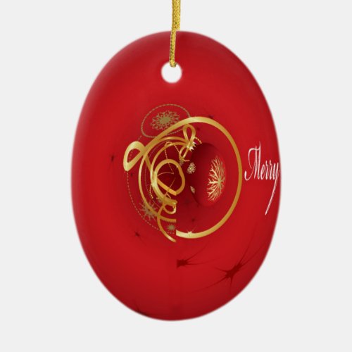 Red Christmas Jingle Bells Have a Blessed Nice Day Ceramic Ornament