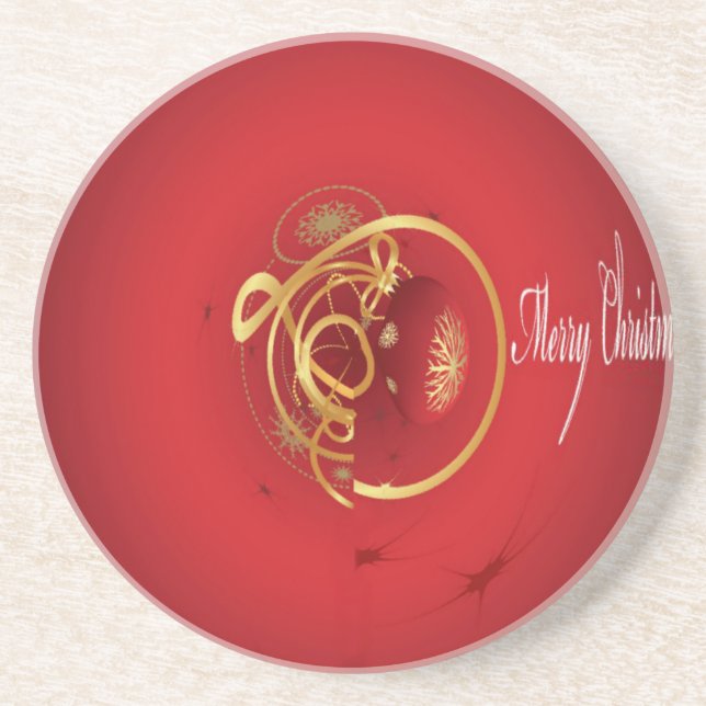 Red Christmas Jingle Bells Have a Blessed Nice Day Coaster (Front)