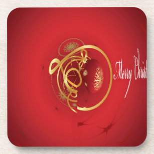 Red Christmas Jingle Bells Have a Blessed Nice Day Coaster