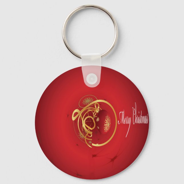 Red Christmas Jingle Bells Have a Blessed Nice Day Keychain (Front)