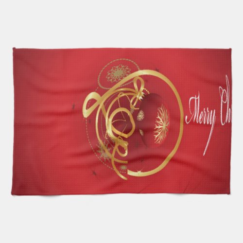 Red Christmas Jingle Bells Have a Blessed Nice Day Kitchen Towel