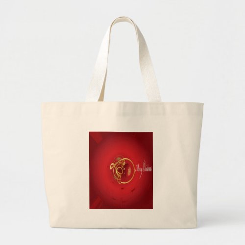Red Christmas Jingle Bells Have a Blessed Nice Day Large Tote Bag