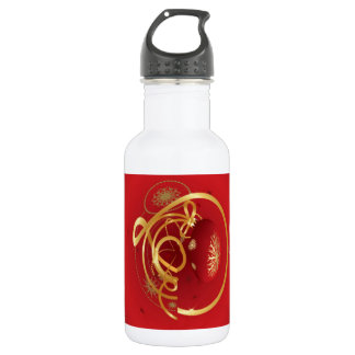 Red Christmas Jingle Bells Have a Blessed Nice Day Stainless Steel Water Bottle