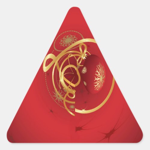 Red Christmas Jingle Bells Have a Blessed Nice Day Triangle Sticker