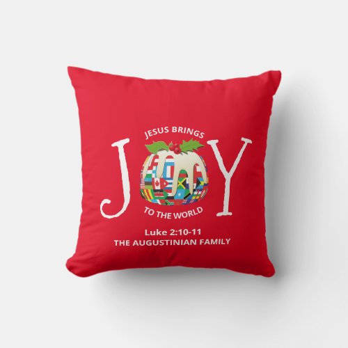 Red Christmas JOY TO THE WORLD Christian Throw Pillow