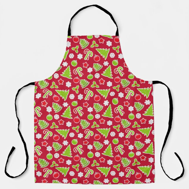 Red Christmas Kitchen Apron Gift (Front)