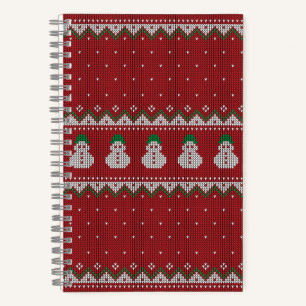 Red Christmas Knit Apple Pattern Winter Holiday Notebook