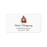 Red Christmas Lantern Poinsettia - Address Label