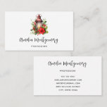 Red Christmas Lantern Poinsettia and Pine Business Card