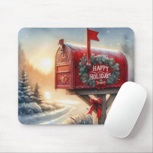 Red Christmas Mailbox In Snow Mouse Pad