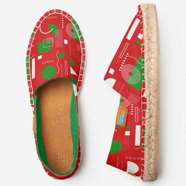 red christmas memphis vintage geometric 1990s  espadrilles (Side)