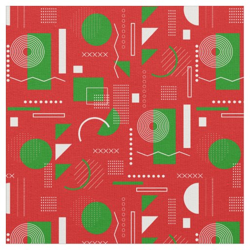 red christmas memphis vintage geometric 1990s  fabric