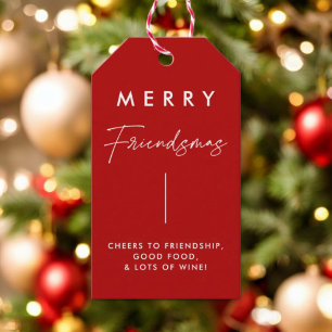 Red Christmas Merry Friendsmas Party Favors Gift Tags