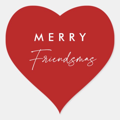 Red Christmas Merry Friendsmas Party Favors Heart Sticker