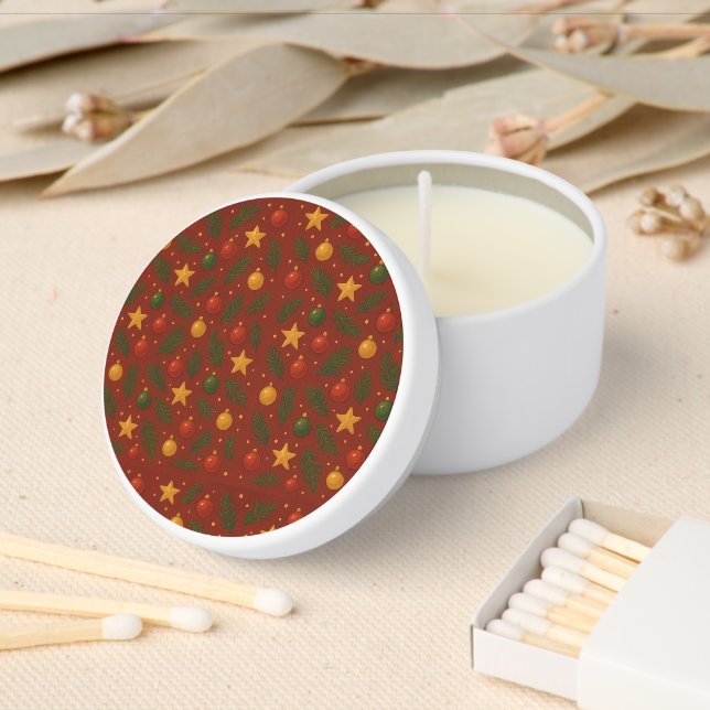 Red Christmas Mini Candle Favors – Festive Holiday (Insitu)