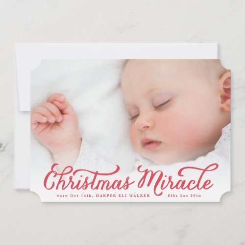 Red Christmas Miracle Holiday Birth Announcement