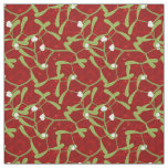red christmas mistletoe fabric