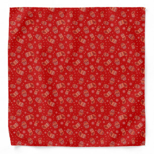 Red Christmas Mittens, Stockings & Snowflakes Bandana