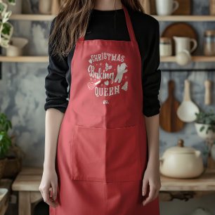 Red Christmas Monogram Baking Queen Mothers Gift Apron