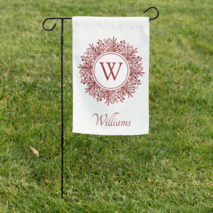Red Christmas Monogram Garden Flag