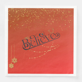 Red Christmas Napkin-Believe Paper Dinner Napkins