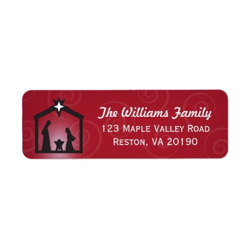 Red Christmas Nativity Address Labels