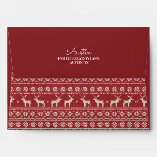 Red Christmas Nordic Reindeer Envelope