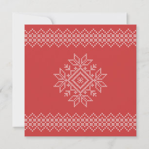 Red christmas nordic snowflake xmas season card
