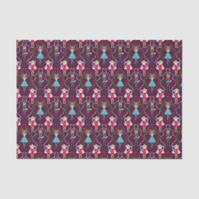 Red Christmas Nutcracker Pattern Tissue Paper (Front)