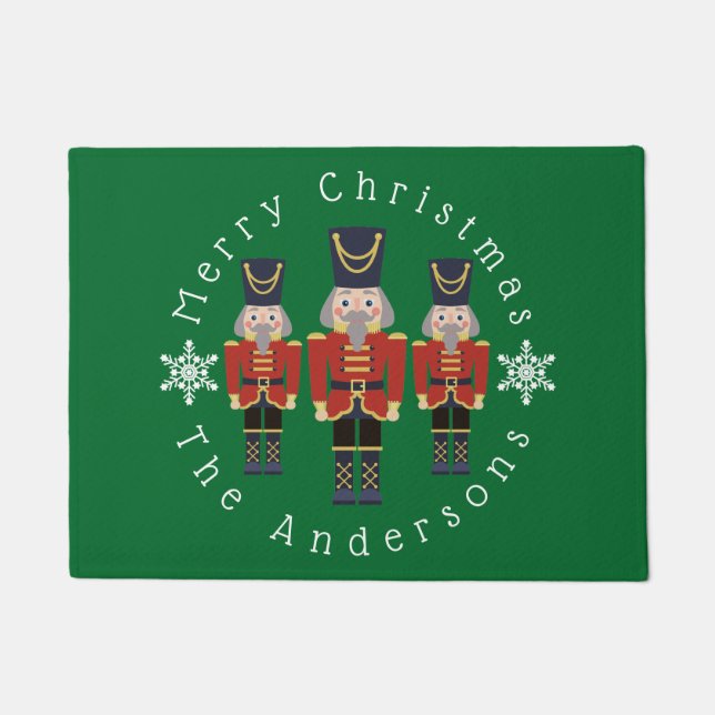 Red Christmas Nutcrackers  Doormat (Front)